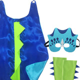 Maxbell Dinosaur Costume Cape Cosplay Stage Performances Carnival Prop for Kids blue light blue