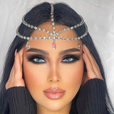 Maxbell Rhinestone Head Chain for Women Boho Hair Accessories Headpiece Layered