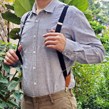 Maxbell Men Women Suspenders Y Shaped Adjustable Elastic Straps Heavy Duty Back Belt Gray