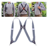 Maxbell Men Women Suspenders Y Shaped Adjustable Elastic Straps Heavy Duty Back Belt Gray