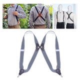 Maxbell Men Women Suspenders Y Shaped Adjustable Elastic Straps Heavy Duty Back Belt Gray