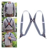 Maxbell Men Women Suspenders Y Shaped Adjustable Elastic Straps Heavy Duty Back Belt Gray