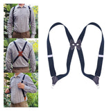 Maxbell Men Women Suspenders Y Shaped Adjustable Elastic Straps Heavy Duty Back Belt Black Brown