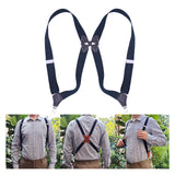 Maxbell Men Women Suspenders Y Shaped Adjustable Elastic Straps Heavy Duty Back Belt Black Brown