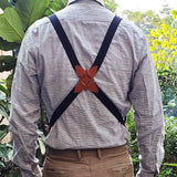 Maxbell Men Women Suspenders Y Shaped Adjustable Elastic Straps Heavy Duty Back Belt Dark Blue