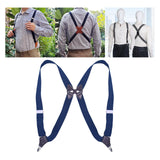 Maxbell Men Women Suspenders Y Shaped Adjustable Elastic Straps Heavy Duty Back Belt Dark Blue