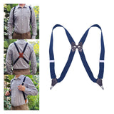 Maxbell Men Women Suspenders Y Shaped Adjustable Elastic Straps Heavy Duty Back Belt Dark Blue