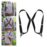Maxbell Men Women Suspenders Y Shaped Adjustable Elastic Straps Heavy Duty Back Belt Black