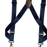Maxbell Mens Suspender Swivel Hook X Shaped Elastic 1.4" Wide Adjustable Suspenders Navy
