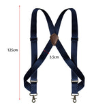 Maxbell Mens Suspender Swivel Hook X Shaped Elastic 1.4" Wide Adjustable Suspenders Navy