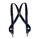 Maxbell Mens Suspender Swivel Hook X Shaped Elastic 1.4" Wide Adjustable Suspenders Navy