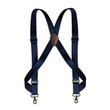 Maxbell Mens Suspender Swivel Hook X Shaped Elastic 1.4" Wide Adjustable Suspenders Navy