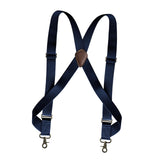 Maxbell Mens Suspender Swivel Hook X Shaped Elastic 1.4" Wide Adjustable Suspenders Navy