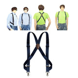 Maxbell Mens Suspender Swivel Hook X Shaped Elastic 1.4" Wide Adjustable Suspenders Navy