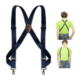 Maxbell Mens Suspender Swivel Hook X Shaped Elastic 1.4" Wide Adjustable Suspenders Navy