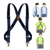 Maxbell Mens Suspender Swivel Hook X Shaped Elastic 1.4" Wide Adjustable Suspenders Navy