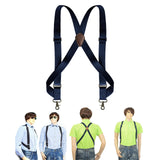 Maxbell Mens Suspender Swivel Hook X Shaped Elastic 1.4" Wide Adjustable Suspenders Navy