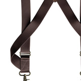 Maxbell Mens Suspender Swivel Hook X Shaped Elastic 1.4" Wide Adjustable Suspenders Coffee