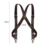Maxbell Mens Suspender Swivel Hook X Shaped Elastic 1.4" Wide Adjustable Suspenders Coffee