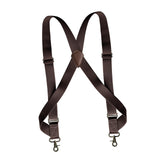 Maxbell Mens Suspender Swivel Hook X Shaped Elastic 1.4" Wide Adjustable Suspenders Coffee