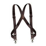 Maxbell Mens Suspender Swivel Hook X Shaped Elastic 1.4" Wide Adjustable Suspenders Coffee