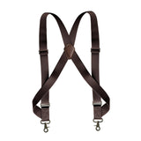 Maxbell Mens Suspender Swivel Hook X Shaped Elastic 1.4" Wide Adjustable Suspenders Coffee