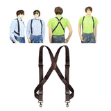 Maxbell Mens Suspender Swivel Hook X Shaped Elastic 1.4" Wide Adjustable Suspenders Coffee