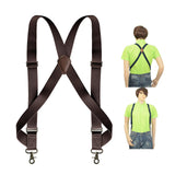Maxbell Mens Suspender Swivel Hook X Shaped Elastic 1.4" Wide Adjustable Suspenders Coffee