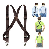 Maxbell Mens Suspender Swivel Hook X Shaped Elastic 1.4" Wide Adjustable Suspenders Coffee