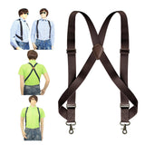 Maxbell Mens Suspender Swivel Hook X Shaped Elastic 1.4" Wide Adjustable Suspenders Coffee