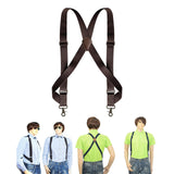 Maxbell Mens Suspender Swivel Hook X Shaped Elastic 1.4" Wide Adjustable Suspenders Coffee
