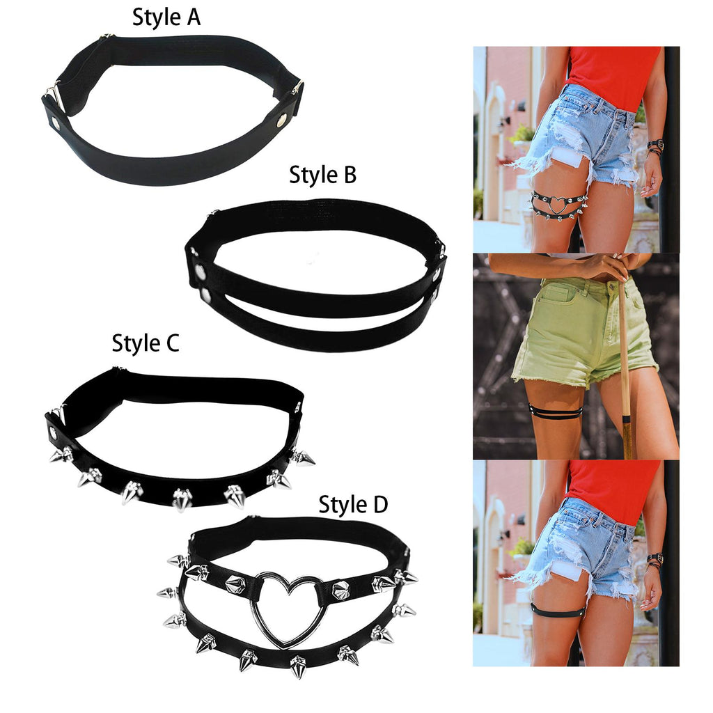 2PCs Faux Leather Skull Thigh Garters - Adjustable Punk Leg Garter Belts For Halloween, Cosplay, Parties 2PCs Faux Leather Skull Thigh Garters - Adjustable Punk Leg Garter Belts For Halloween, Cosplay, Parties