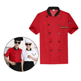 Maxbell Unisex Chef Coat Workwear Chef Jacket for Food Service Catering Restaurant L Red