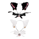 Maxbell Cat Ear Head Band Necklace Cosplay Costume Suit for Fancy Dress Gifts Black