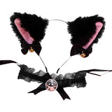 Maxbell Cat Ear Head Band Necklace Cosplay Costume Suit for Fancy Dress Gifts Black