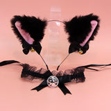 Maxbell Cat Ear Head Band Necklace Cosplay Costume Suit for Fancy Dress Gifts Black