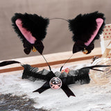 Maxbell Cat Ear Head Band Necklace Cosplay Costume Suit for Fancy Dress Gifts Black