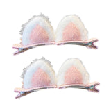 Maxbell Plush Cat Ear Hair Clips Children Halloween Cosplay Kitten Ears Hair Pins Pink