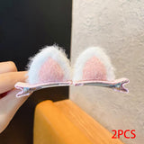 Maxbell Plush Cat Ear Hair Clips Children Halloween Cosplay Kitten Ears Hair Pins Pink