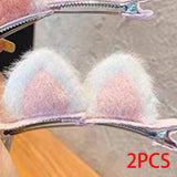 Maxbell Plush Cat Ear Hair Clips Children Halloween Cosplay Kitten Ears Hair Pins Pink