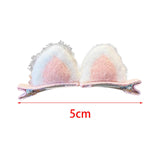 Maxbell Plush Cat Ear Hair Clips Children Halloween Cosplay Kitten Ears Hair Pins Pink