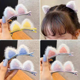 Maxbell Plush Cat Ear Hair Clips Children Halloween Cosplay Kitten Ears Hair Pins Pink