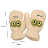 Maxbell Plush Gloves Thicken Mittens Winter Warm Soft for Outdoor Gift Student white