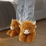 Maxbell Novelty Women Cow Plush Slippers Anti Skid Comfortable for Home Farmhouse L