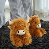 Maxbell Novelty Women Cow Plush Slippers Anti Skid Comfortable for Home Farmhouse L