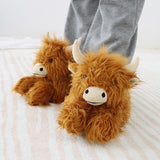 Maxbell Novelty Women Cow Plush Slippers Anti Skid Comfortable for Home Farmhouse L