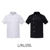 Maxbell Unisex Chef Coat Short Sleeve Top Uniform Chef Clothes Chef Jacket for Cafe White L