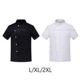 Maxbell Unisex Chef Coat Short Sleeve Top Uniform Chef Clothes Chef Jacket for Cafe White L