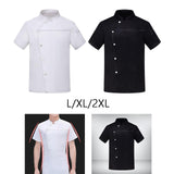 Maxbell Unisex Chef Coat Short Sleeve Top Uniform Chef Clothes Chef Jacket for Cafe White L