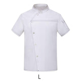 Maxbell Unisex Chef Coat Short Sleeve Top Uniform Chef Clothes Chef Jacket for Cafe White L